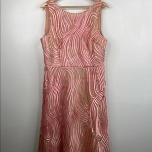 Adrianna Papell Ribbon Women's Embroidered Cocktail Blush/Nude Size: 14 NWOT